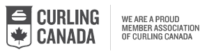 Curling Canada Logo with "We are a proud member association of Curling Canada" text to the right of the logo